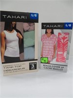 TAHARI BEACH COVERUP & 3 PACK TANK TOP (LARGE)