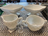 Milk Glass Cream and Sugar Set/ Two Candy Compote