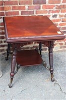 Mahg. Square Table w/ griffin mounts on stretcher