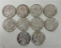 (10) 1oz SILVER INDIAN HEAD BUFFALO COINS