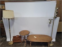 COFFEE TABLE, SIDE TABLE, FLOOR LAMPS