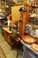 One Drawer Duncan Phyfe Table, Birdhouse & Scoop