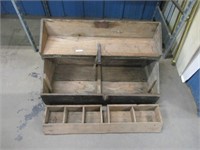 Vintage wooden toolbox, 32" x 16" x 12"