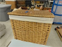 Whicker cloth lined basket and 2 pillows