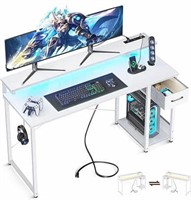 Aodk Gaming Desk With Led Lights & Power Outlet,