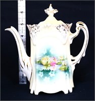 Vintage RS Prussia teapot w/ water lily motif