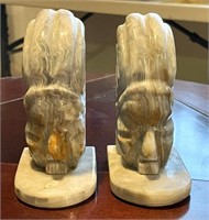 MCM Marble Native American Chief Bookends