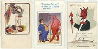 (3) Vintage Devil/Hell Postcards
