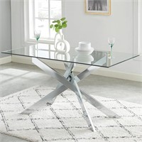 58.5 Rectangle Glass Dining Table  58.5x29x30