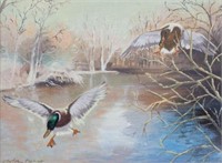 Mallard Ducks in Flight, Painting by Peter Darro.