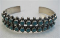 Zuni SS & Turquoise Bracelet - Hallmarked