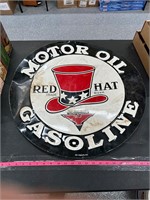 Red hat Motor Oil Gasoline sign memorabilia