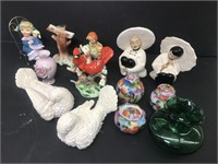 Collection of mostly china figurines. The Asian