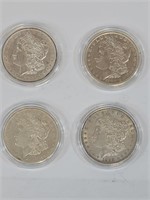 4 Morgan Silver Dollars 1880, 1890, 1921, 1896