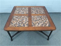 Metal & Wood Cocktail Table With Tile Mosaic