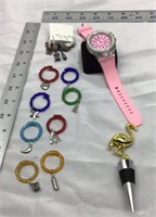 C2) MISC ITEMS, NEW PINK WATCH WITH FLASHING MULTI