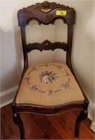 ROSE CARVED NEEDLE POINT CHAIR