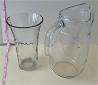 Glass water jug and vase
