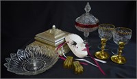 Fancy Lady Home Decor - Porcelain Mask, Brass ++