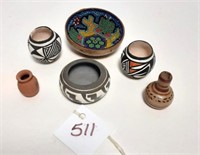 (6) Miniature Native American Bowls - 1 Acoma chip