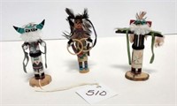 (3) Miniature Native American Kachina Dolls, artis