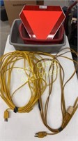 2 ext cords, triangle ag equipment reflector,