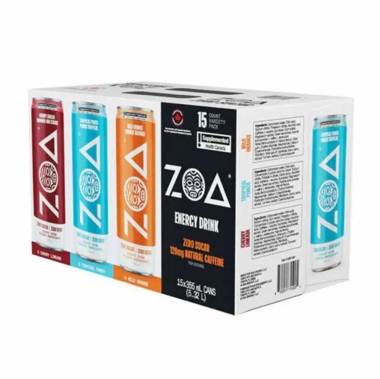 15-Pk 355 mL Zoa Zero Sugar Energy Drink