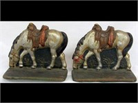PAINTED CAST IRON HORSE BOOK ENDS