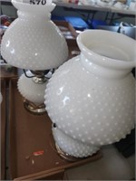 2 ELECTRIC HOBNAIL MILKGLASS VANITY LAMPS