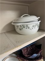 GREEN IVY DISHES - 1.  LID CHIPPED