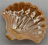 Peach Lusterware Shell-Shaped Candy Dish