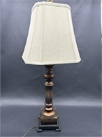Brown Metal-Look Table Lamp w/ Shade