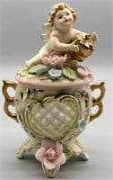 Vintage Japanese Porcelain Cupid & Flower Box