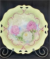 VTG Signed Hand painted Porcelain Plate -Green W