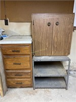 Metal shelf unit & shop cabinets