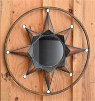 Metal Mirror Sun Wall Art w/ Pearl Like Points