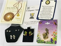 Jewelry pin lapel earrings 18k gold dipped