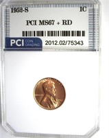 1952-S Cent MS67+ RD LISTS $1200