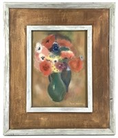 Peter Bruning Framed Floral Pastel On Paper