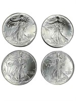 (4) 1993 American Eagle 1 oz. Silver dollars, UNC