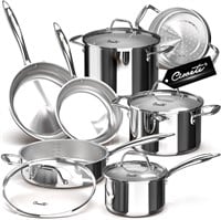 Stainless Steel Pots and Pans Set 11-PC  18/10
