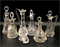 6 Glass or Crystal Decanters or Cruets