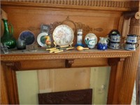 Items on Mantle & Hearth - Includes Scipio Pottery