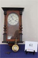 VINTAGE WALL CLOCK 20" TALL WITH KEY