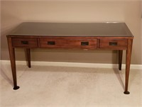 Hooker Executive Desk with Leather Inlay & Glass