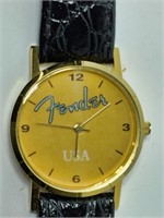 Fender Watch on Black Leather Band