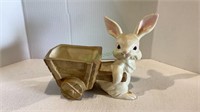 Adorable vintage ceramic bunny rabbit pulling