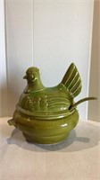 Vintage large ceramic chicken soup terrine with