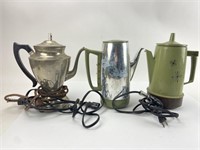 3 Vintage MCM Electric Percolators