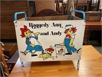 Raggedy Ann and Andy toy box on wheels